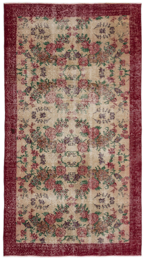 Atina Beige Vintage Wool Handmade Area Rug 3'7" x 6'6"