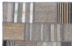 Teselya 1344 Beige Striped Wool Handmade Area Rug 5'3" x 7'7"