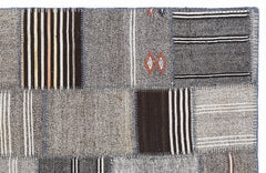 Teselya 1344 Beige Striped Wool Handmade Area Rug 5'3" x 7'7"