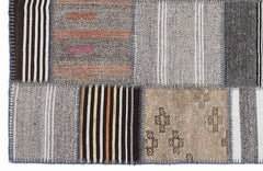 Teselya 1344 Beige Striped Wool Handmade Area Rug 5'3" x 7'7"