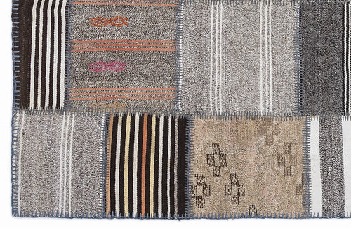 Teselya 1344 Beige Striped Wool Handmade Area Rug 5'3" x 7'7"