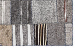 Teselya 1344 Beige Striped Wool Handmade Area Rug 5'3" x 7'7"