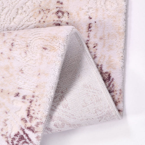 Modern Bamboo Area Rug – Machine Made Rug With Acrylic Yarn Carpet, Cream