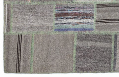 Teselya 1345 Beige Striped Wool Handmade Area Rug 5'3" x 7'7"
