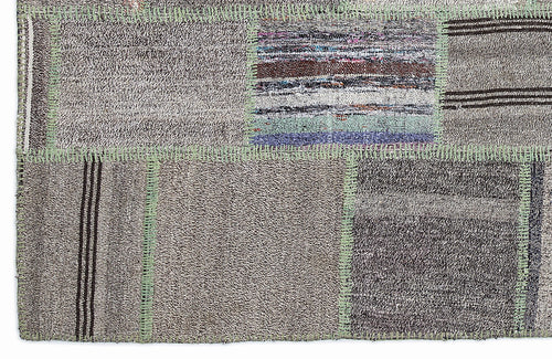 Teselya 1345 Beige Striped Wool Handmade Area Rug 5'3" x 7'7"