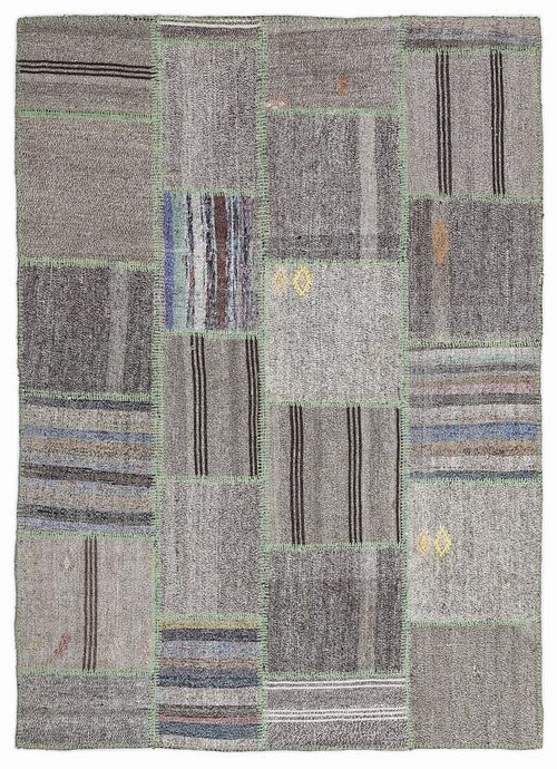Teselya 1345 Beige Striped Wool Handmade Area Rug 5'3" x 7'7"