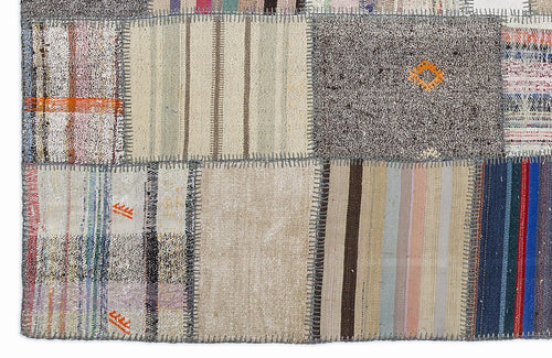 Teselya 1346 Beige Striped Wool Handmade Area Rug 5'3" x 7'7"