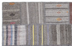 Teselya 1347 Beige Striped Wool Handmade Area Rug 5'3" x 7'7"