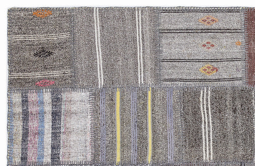 Teselya 1347 Beige Striped Wool Handmade Area Rug 5'3" x 7'7"