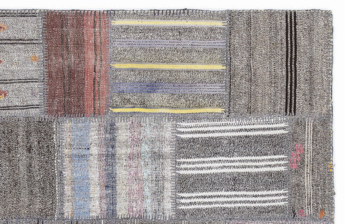 Teselya 1347 Beige Striped Wool Handmade Area Rug 5'3" x 7'7"