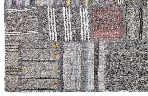 Teselya 1347 Beige Striped Wool Handmade Area Rug 5'3" x 7'7"