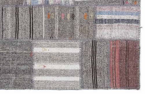 Teselya 1347 Beige Striped Wool Handmade Area Rug 5'3" x 7'7"