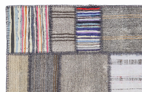 Teselya 1348 Brown Striped Wool Handmade Area Rug 5'3" x 7'7"