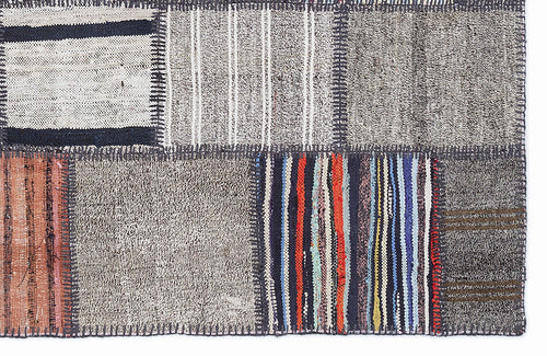 Teselya 1348 Brown Striped Wool Handmade Area Rug 5'3" x 7'7"