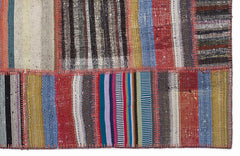 Teselya 1349 Beige Striped Wool Handmade Area Rug 5'3" x 7'7"