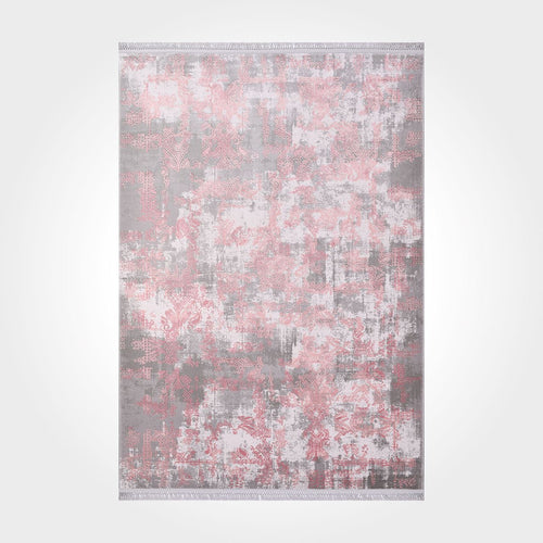 Modern Bamboo Area Rug – Machine Made Grey Acrylic Yarn Carpet with Overlocked Edge