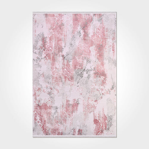 Pink Bamboo Area Rug - Modern Machine Made Rug with Overlocked Edge