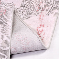 Pink Bamboo Area Rug - Modern Machine Made Rug with Overlocked Edge