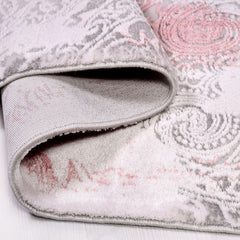 Pink Bamboo Area Rug - Modern Machine Made Rug with Overlocked Edge