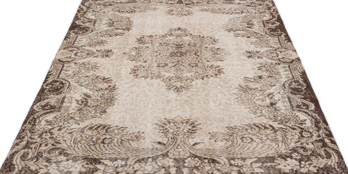 Atina Beige Vintage Wool Handmade Area Rug 5'9" x 8'4"