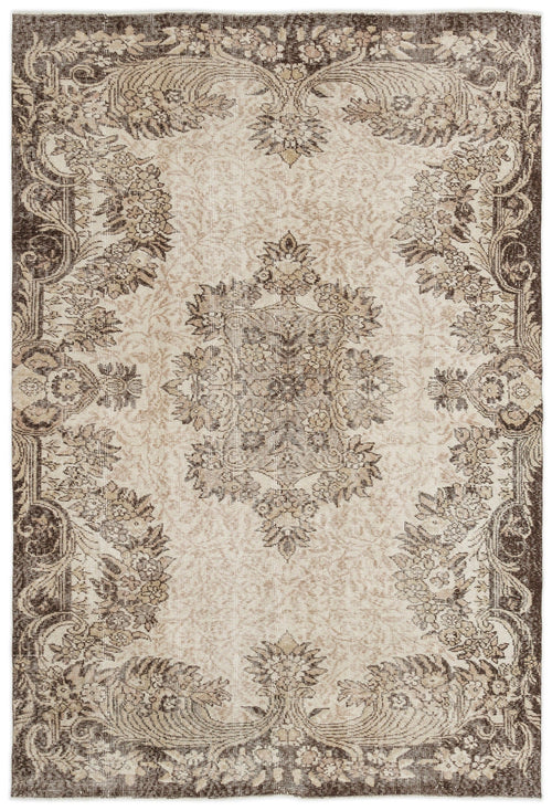 Atina Beige Vintage Wool Handmade Area Rug 5'9" x 8'4"