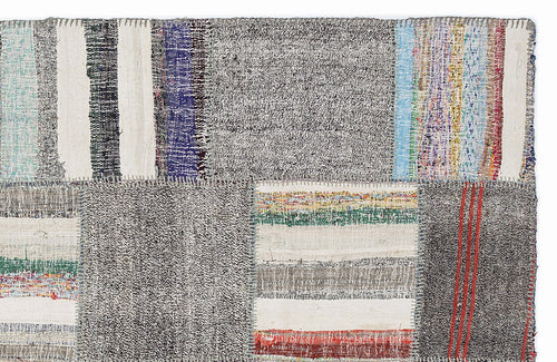 Teselya 1351 Brown Striped Wool Handmade Area Rug 5'3" x 7'7"