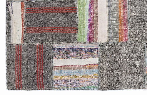 Teselya 1351 Brown Striped Wool Handmade Area Rug 5'3" x 7'7"