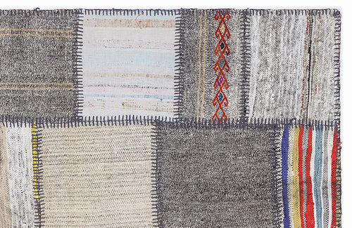 Teselya 1353 Beige Striped Wool Handmade Area Rug 5'3" x 7'7"