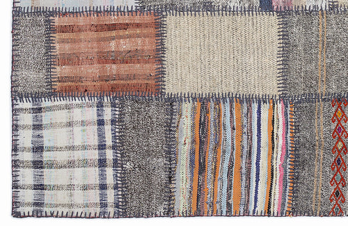Teselya 1353 Beige Striped Wool Handmade Area Rug 5'3" x 7'7"