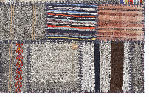 Teselya 1353 Beige Striped Wool Handmade Area Rug 5'3" x 7'7"