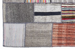 Teselya 1354 Grey Patchwork Wool Handmade Area Rug 5'3" x 7'7"