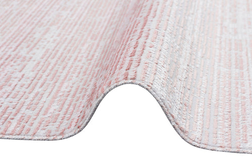 Pink Striped Area Rug - Machine Made Washable Non Slip Flatweave Carpet