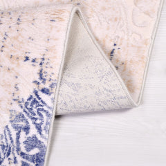 Modern Bamboo Area Rug – Machine Made Cream Rug with Overlocked Edge