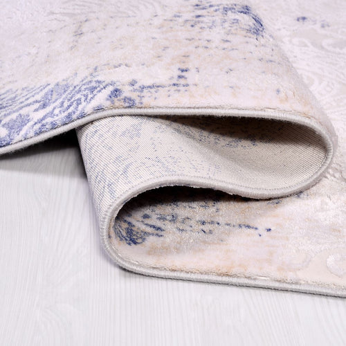 Modern Bamboo Area Rug – Machine Made Cream Rug with Overlocked Edge