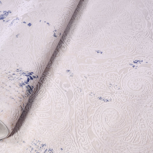 Modern Bamboo Area Rug – Machine Made Cream Rug with Overlocked Edge