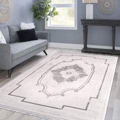 Lexa White Classic Machine Made Area Rug