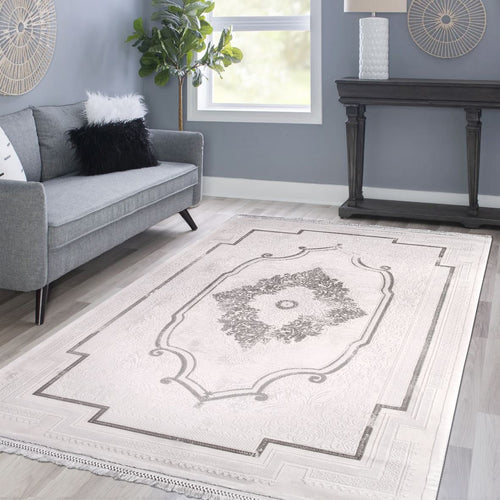 Lexa White Classic Machine Made Area Rug