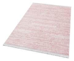 Pink Striped Area Rug - Machine Made Washable Non Slip Flatweave Carpet