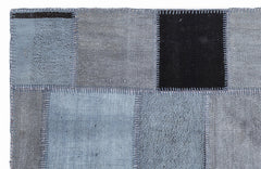 Teselya 1356 Blue Patchwork Wool Handmade Area Rug 5'3" x 7'7"