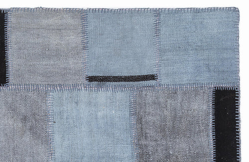 Teselya 1356 Blue Patchwork Wool Handmade Area Rug 5'3" x 7'7"