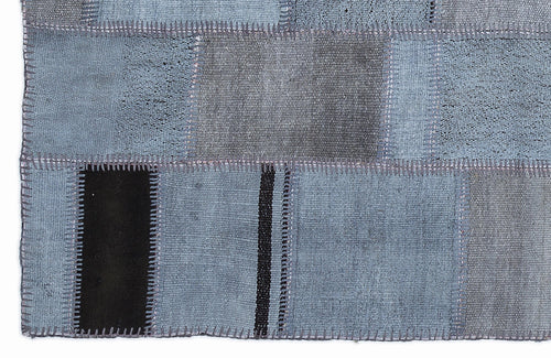 Teselya 1356 Blue Patchwork Wool Handmade Area Rug 5'3" x 7'7"