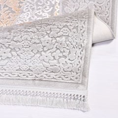 Bamboo Area Rug – Classic Machine Made Grey Rug with Overlocked Edge