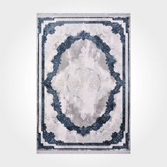 Bamboo Area Rug – Machine Made Rug with Grey Frame & Overlocked Edge Design