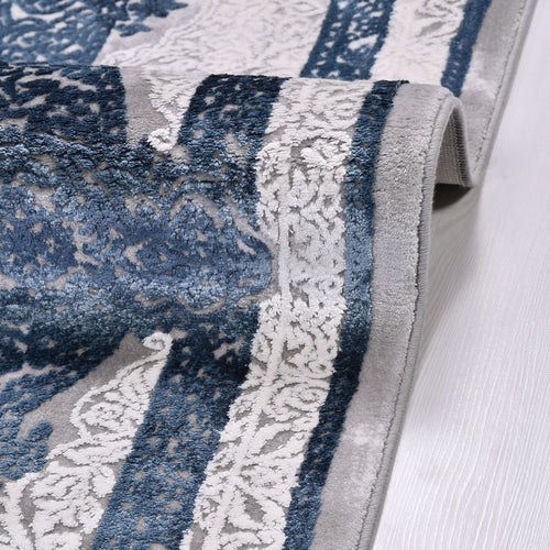 Bamboo Area Rug – Machine Made Rug with Grey Frame & Overlocked Edge Design