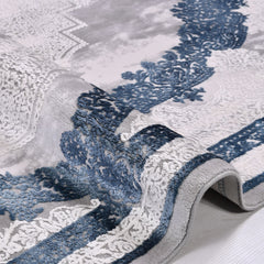 Bamboo Area Rug – Machine Made Rug with Grey Frame & Overlocked Edge Design