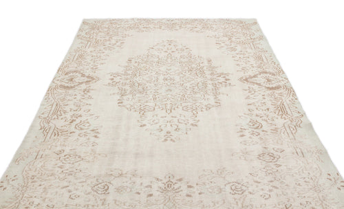 Atina Beige Vintage Wool Handmade Area Rug 6'2" x 9'4"