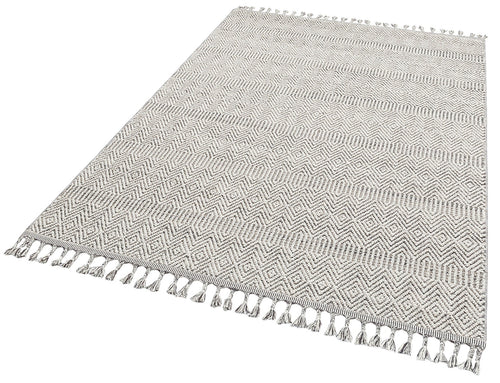 Grey Geometric Area Rug - Machine Made Jute Rug | Dust Free, Easy Clean