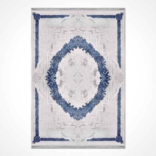 Classic Area Rug – Machine Made White Bamboo Yarn Rug with 11 mm Pile Height