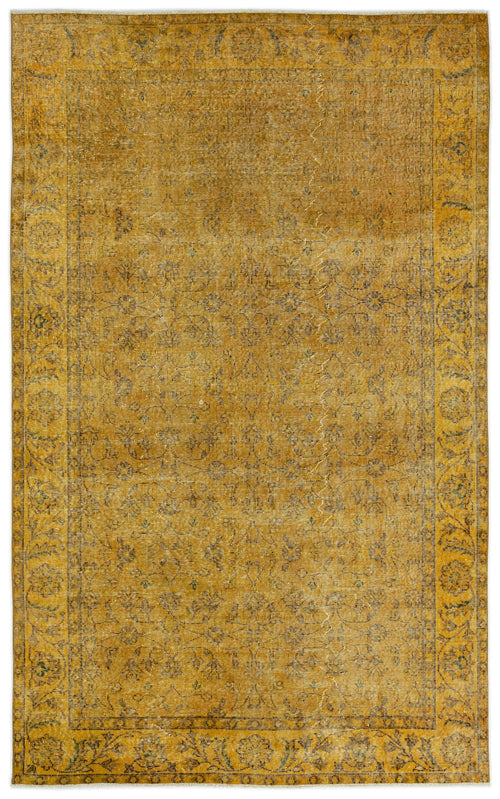 Atina Yellow Vintage Wool Handmade Area Rug 5'5" x 8'8"