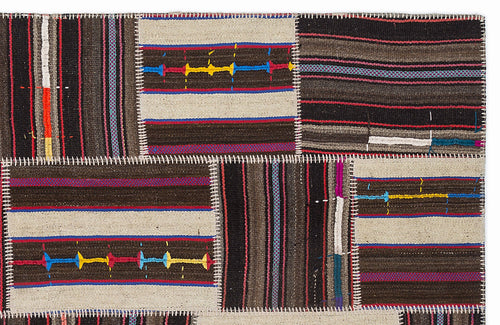 Teselya 1363 Beige Striped Wool Handmade Area Rug 5'3" x 7'7"